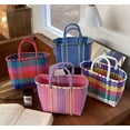 thumbnail image 6 of Handwoven Tote Bag for Women Straw Hobo Purse PVC Summer Beach Bag Rattan Woven Cute Shopping Handbag Color Block, 6 of 9