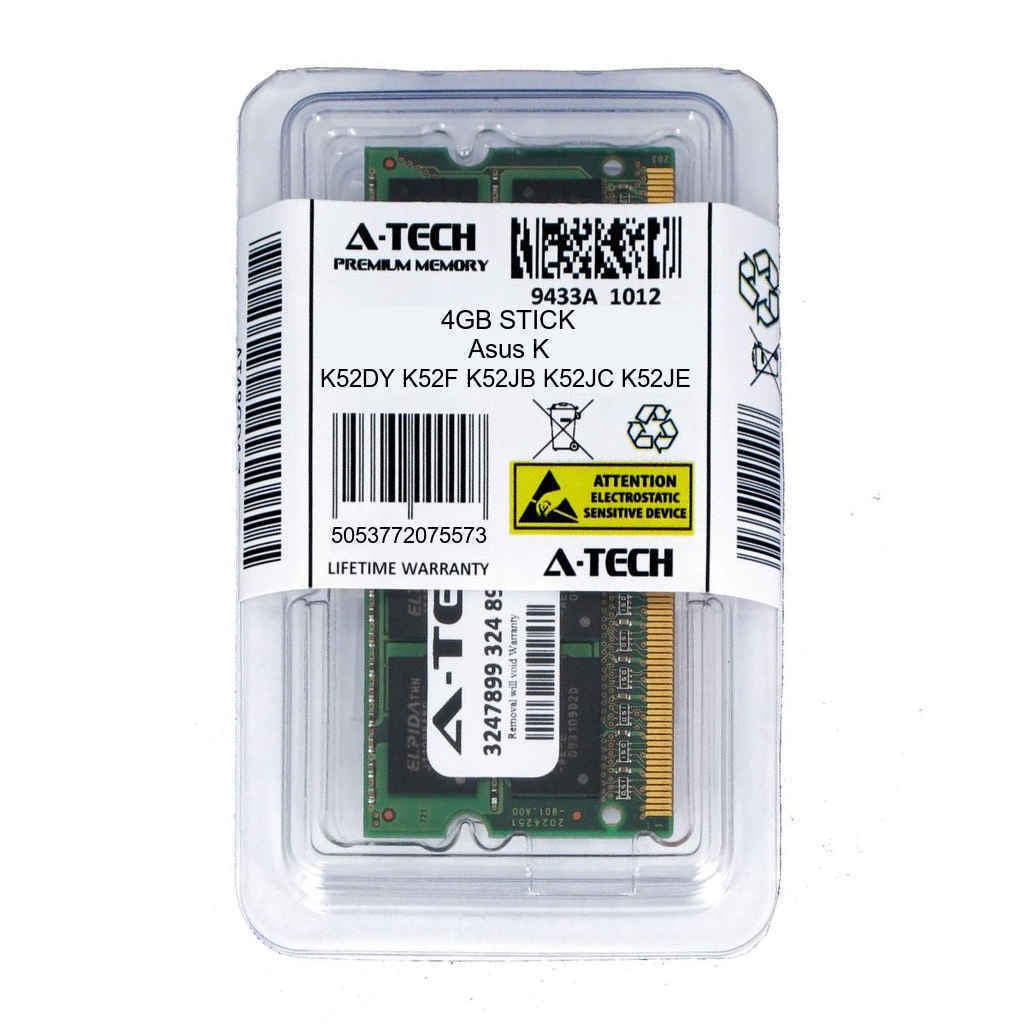BBR9 A-Tech 4GB RAM for ASUS K52 DDR3 1333MHz SODIMM PC3-10600 204-Pin Non-ECC Memory Upgrade Module 