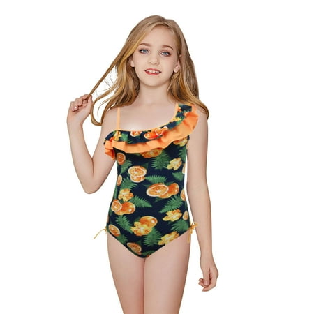 

Summer Savings Clearance! Edvintorg Kids Swimwear For Girls Summer 2023 Fashion Cute Flower Fruit Print Bikini Ruffles One-Piece Swimsuit 5-12Years Children s Swimwear Girls