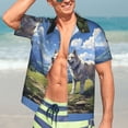 thumbnail image 7 of Fuzoiu Blue Sky Dog Print Hawaiian Shirt for Men, Summer Beach Casual Short Sleeve Button Down Shirts, Men’s Beach Summer Shirts with Pocket,XX-Large, 7 of 7