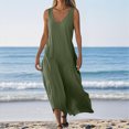 thumbnail image 4 of Admvng Robes pour Femmes Décontractées à Col en V Sans Manches Robe d'Été Grande Taille Ample Longue Robe de Plage d'Été P-2TG, 4 of 7