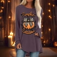 thumbnail image 2 of Womens Tops Long Sleeve Shirts Halloween Graphic Print Casual Loose Fit Crewneck Winter Fall Clothes for Women Tees Blouses Purple L, 2 of 4