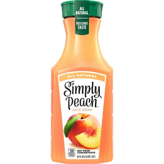Simply Non GMO All Natural Peach Fruit Juice, 52 fl oz Bottle