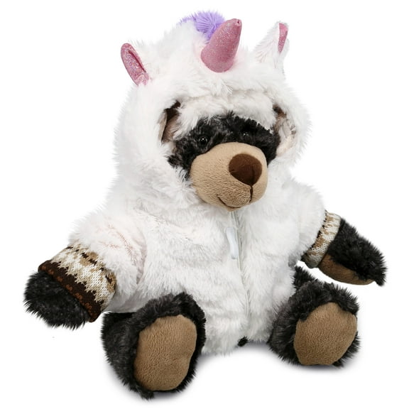 DolliBu Black Bear Unicorn Plush with Clothes Stuffed Animal Toy - Super Soft Bearcorn Dress Up with Removable Plush Unicorn Outfit, Cute Fantasy Wildlife Gift - 10 Inches