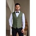 thumbnail image 4 of COOFANDY Men Linen V-Neck Suit Vest Fashion Dress Vest Button up Waistcoat with Pockets, 4 of 7