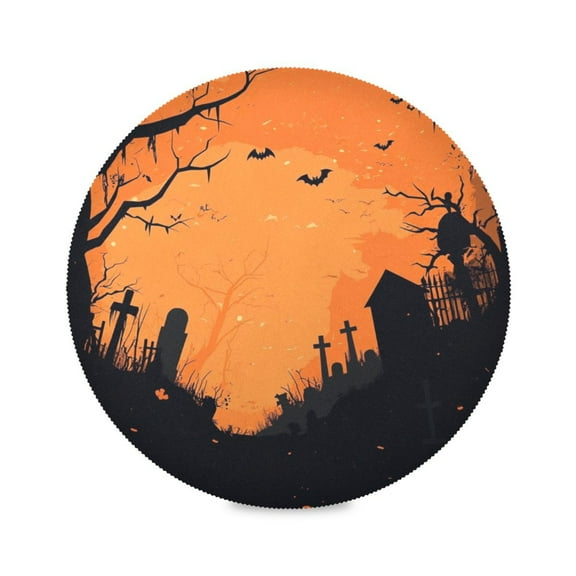 WOBOGO Halloween Background Pattern Round Placemats Set of 6 Heat Resistant Washable Kitchen Table Decorations 15.4in