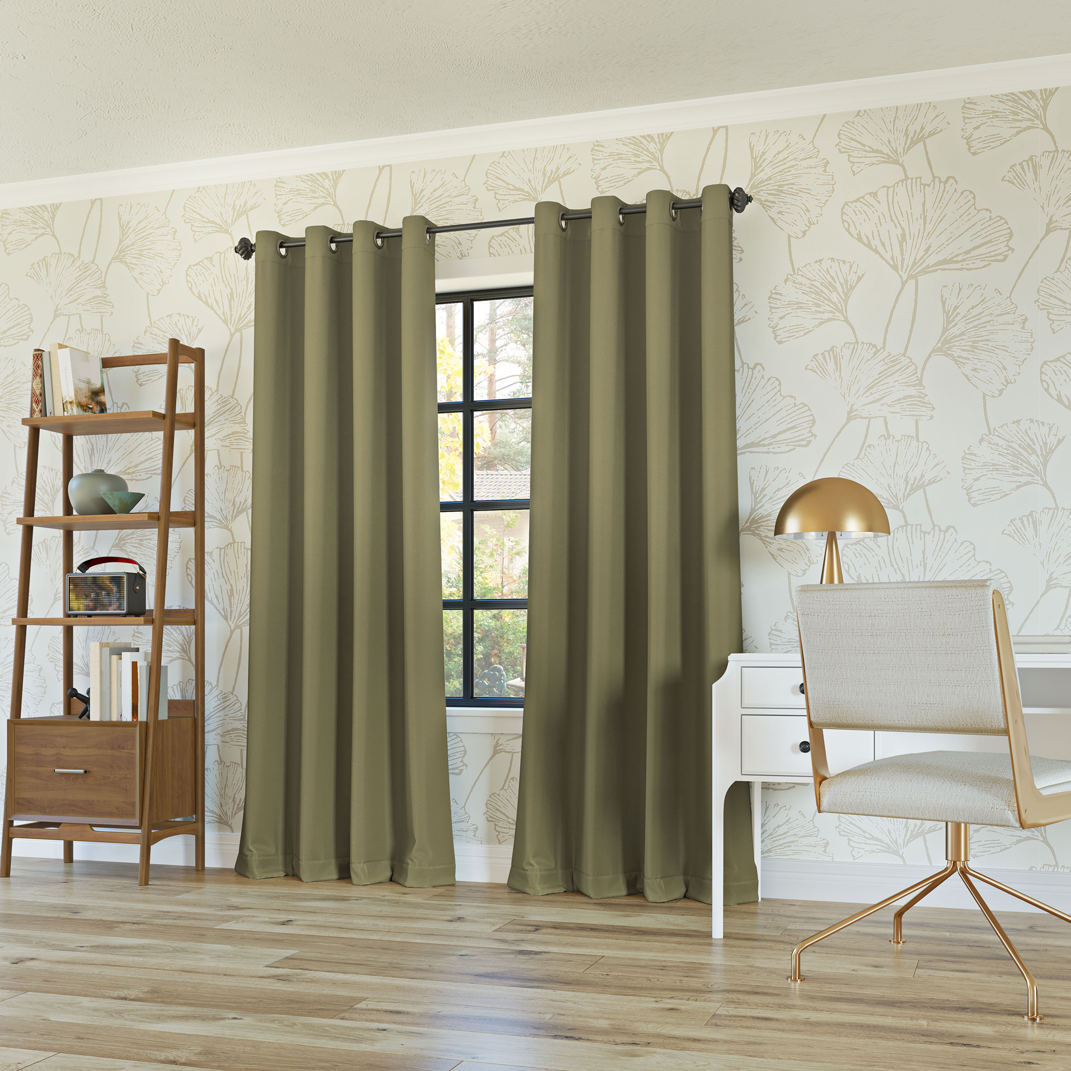 Sun Zero Oslo Theater Grade 100% Blackout Grommet Curtain Panel, 52" x 95", Olive Green (Single Curtain, Rod Not Included)