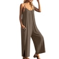thumbnail image 5 of HAIJIE Linen Rompers for Women Casual Sleeveless Short Overalls Spaghetti Strap Shorts Jumpsuit with Pockets (Khaki,L), 5 of 7