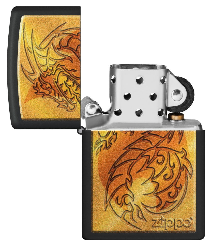 Zippo Flame and Dragon Black Matte Pocket Lighter