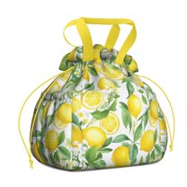 Lemon Drawstring Lunch Bag Women - Drawstring Lunch Bag Insulated for Work Office - Stain-Resistant Large Lunchbags for Women with Multi-Pockets