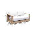 thumbnail image 5 of Benjara Neji 65" Sofa- Natural Brown Eucalyptus Wood Frame- Thick Cushioning, 5 of 6