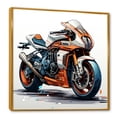 thumbnail image 2 of Designart "Sleek Speed Motorcycle in Orange and Black III" Transportation Framed Wall Art - Transitional Orange Motorcycle Bedroom Framed Canvas Wall Art, 2 of 6