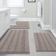 thumbnail image 5 of PrimeBeau 3 Piece Shaggy Chenille Non-Slip Absorbent Bath Mat Set, Khaki (17" x 24", 20" x 32", 20" x 24" U), 5 of 5