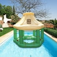 thumbnail image 2 of Swim Central 7.5' Cream and Green Tropical Inflatable Swimming Pool Floating Tiki Bar, 2 of 4