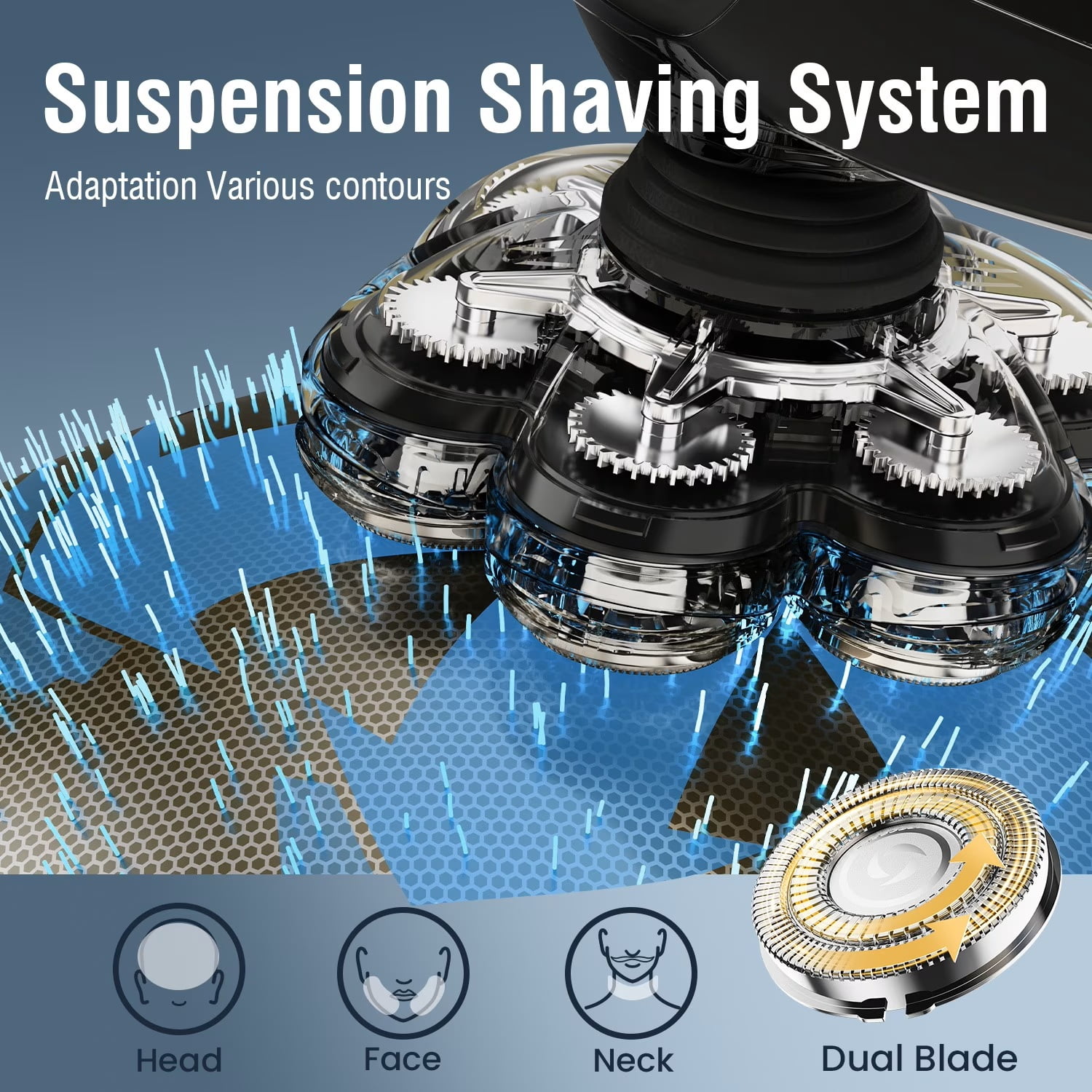 Head Shavers for Bald Men, 7D Rotary Shaver Magnetic Electric Razor, IPX7 Waterproof Wet Dry Cordless Head Shaver, Type-C Fast Charging LED Display Travel Lock, Ergonomic Grip for Scalp Neck Face