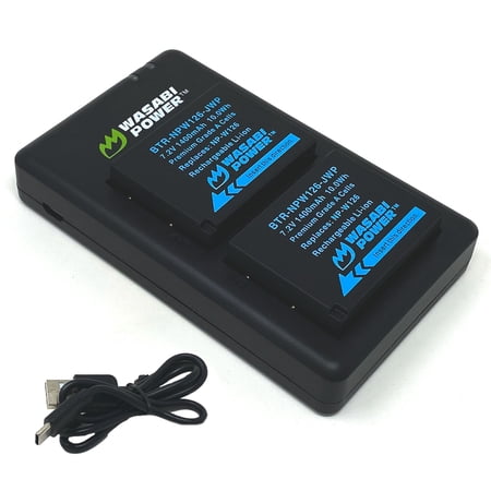 Wasabi Power Battery (2-Pack) and USB-C Dual Charger for Fujifilm NP-W126 NP-W126S