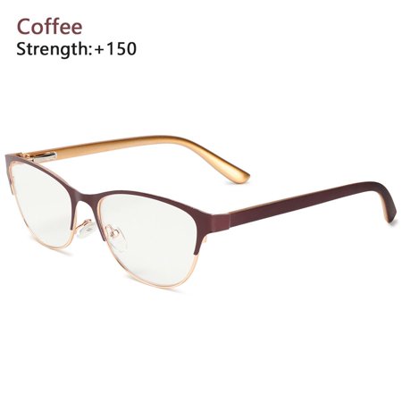 Diopter +1.0 +3.5 Retro Half Frame Magnification Anti-fatigue Reading Glasses Hyperopia Glasses Optical Eyewear Presbyopic Eyeglasses COFFEE +150