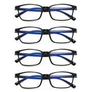 Suertree Reading Glasses Blue Light Blocking, Reading Glasses for Women Men,Anti UV Glare Eyeglasses Fashion Frames,4 Pack,Black 200