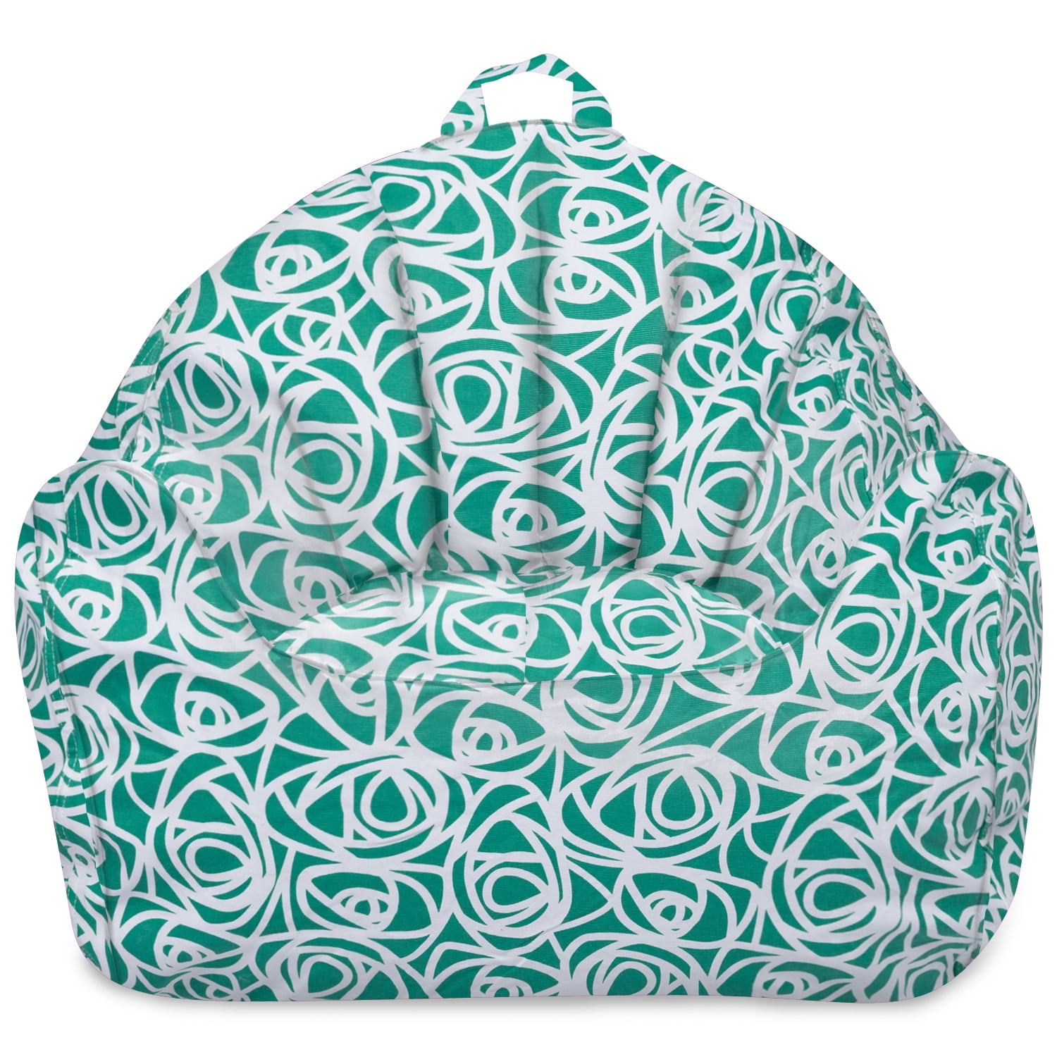 Posh Creations Malibu Bean Bag Chair Lounger, Kids, 2.8 ft, Canvas Roses Mint
