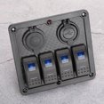 thumbnail image 4 of 4 Gang Rocker Switch Panel  ON/Off Pre Wired Rocker Switch  Qiilu  12V 24V 4 Gang Rocker Switch Panel IP65 Waterproof With Lighter Socket 2 USB For Car Boat, 4 of 8