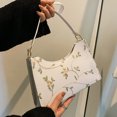 thumbnail image 3 of Bolso de mano para mujer con costuras florales de encaje 2023, bolso de mano de cuero PU para mujer, blanco, 3 of 9