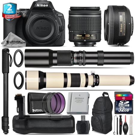 Nikon D5600 DSLR Camera + AF-P 18-55mm VR + 35mm f/1.8 + Battery Grip - 32GB Kit (International Version)