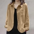 thumbnail image 5 of Zpanxa Fleece Jacket Women Corduroy Button Front Long Sleeve Shirt Jacket Loose Fit Solid Color Casual Lightweight with Pockets Fall Outerwear, 5 of 7