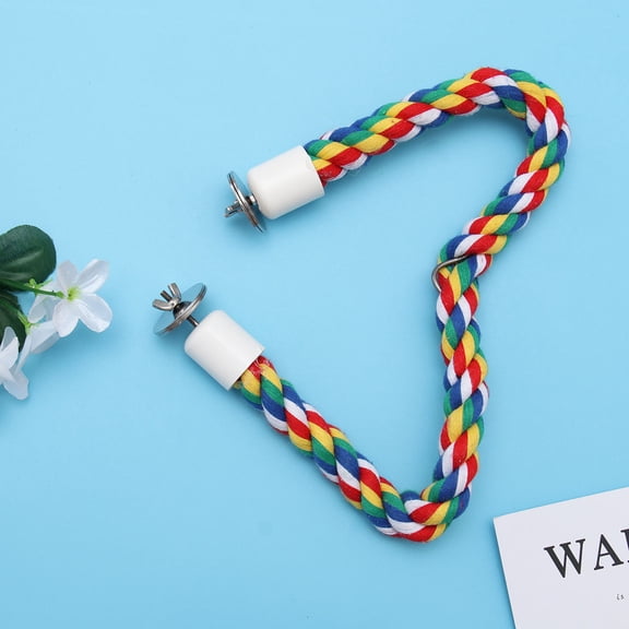 WRISTBIQUE Multicolor Bird Rope Perch Station for Parrots with Easy Cage Attachment Connector, and Comfortable Play Stand