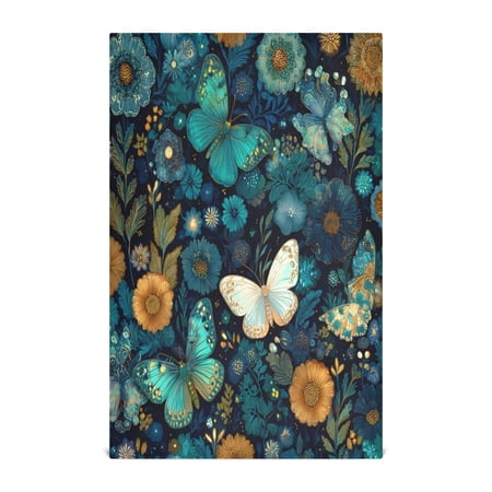 Qxltty Peacock Butterfly Kitchen Towels 28 x 18 Inch Soft Cotton Linen Feel Dish Towels with Hanging Loop for Drying Cleaning & Decor