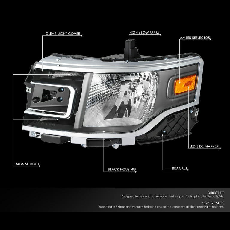 DNA Motoring HL-FFLEX13-BK-AM For 2013 to 2019 Ford Flex Pair