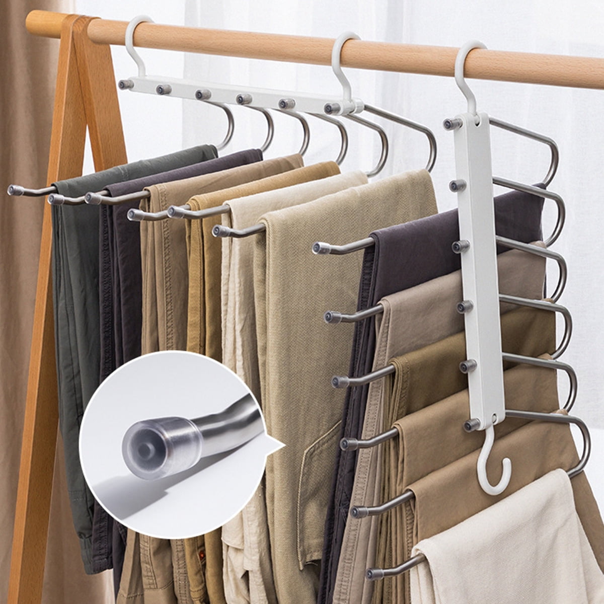 Pants Hanger, Multiple Pants Hangers, Space Saving Hanger, 5 In 1 Wooden Pants  Hangers | Fruugo SA