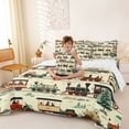 thumbnail image 3 of Castle Fairy Vintage Train Set Twin Bedding Sets 7-Piece for Boys, Retro Carriage Art Bedding Comforter Set for Bedroom, Red Teal, 3 of 7