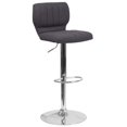thumbnail image 1 of Contemporary Charcoal Fabric Adjustable Height Barstool with Vertical Stitch Back and Chrome Base, 1 of 9