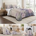 thumbnail image 6 of Full Quilt Set 78''x90'', Watercolor Lavender Lightweight Bedspread Coverlet Set with 2 Pillow Shams, Country Spring Field Leaf Wildflower Breathable All Season Quilt Bedding for Bedroom/Guest Room, 6 of 9