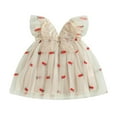 thumbnail image 1 of Robe Ligne A pour Bébé Fille Princesse Manches Volantes Col en V Papillon Robe de Soirée Robe d'Été, 1 of 7