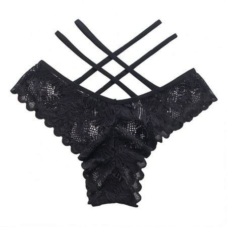 

Women Briefs Double Cross Strap Panties Lace Thong Underwear Lady G-String Underpanties Breathable Low Waist Thongs