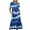Blue, variant on Penkiiy Women's Summer Casual Short Sleeve Crewneck Dress Casual Flowy Tiered Maxi Beach Dress With Pockets Shiny Print Dress L Purple