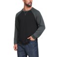 thumbnail image 4 of Men's Long Sleeve Tops Color Block Casual Raglan T-Shirt XL Gray Black, 4 of 5