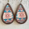 thumbnail image 6 of Colorful Stripes Wood Frame Dangle Earrings Chic Morocco Pattern Women Jewel New, 6 of 6