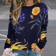 thumbnail image 2 of Watercolor Wildflowers Womens Casual Crewneck Sweatshirt Long Sleeve Tops Cute Pullover Loose Fit, 2 of 7