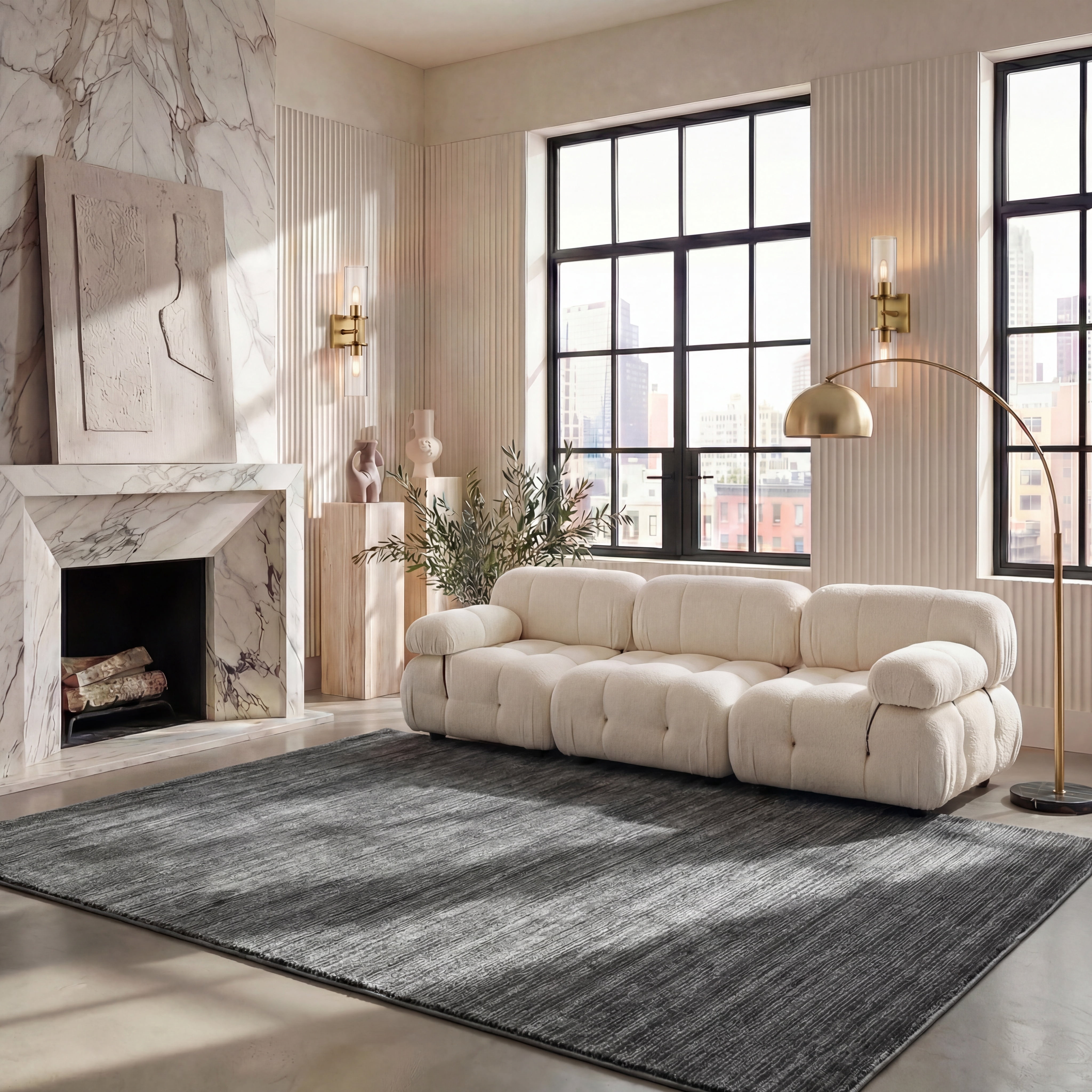 SAFAVIEH Vision Adrasteia Overdyed Solid Area Rug, Grey, 3' x 5' - Modern Design, Grey, Non-Shedding & Easy Cleaning, Ideal for Living Room, Bedroom, Dining Space, Entryway, Bathroom, Bedside