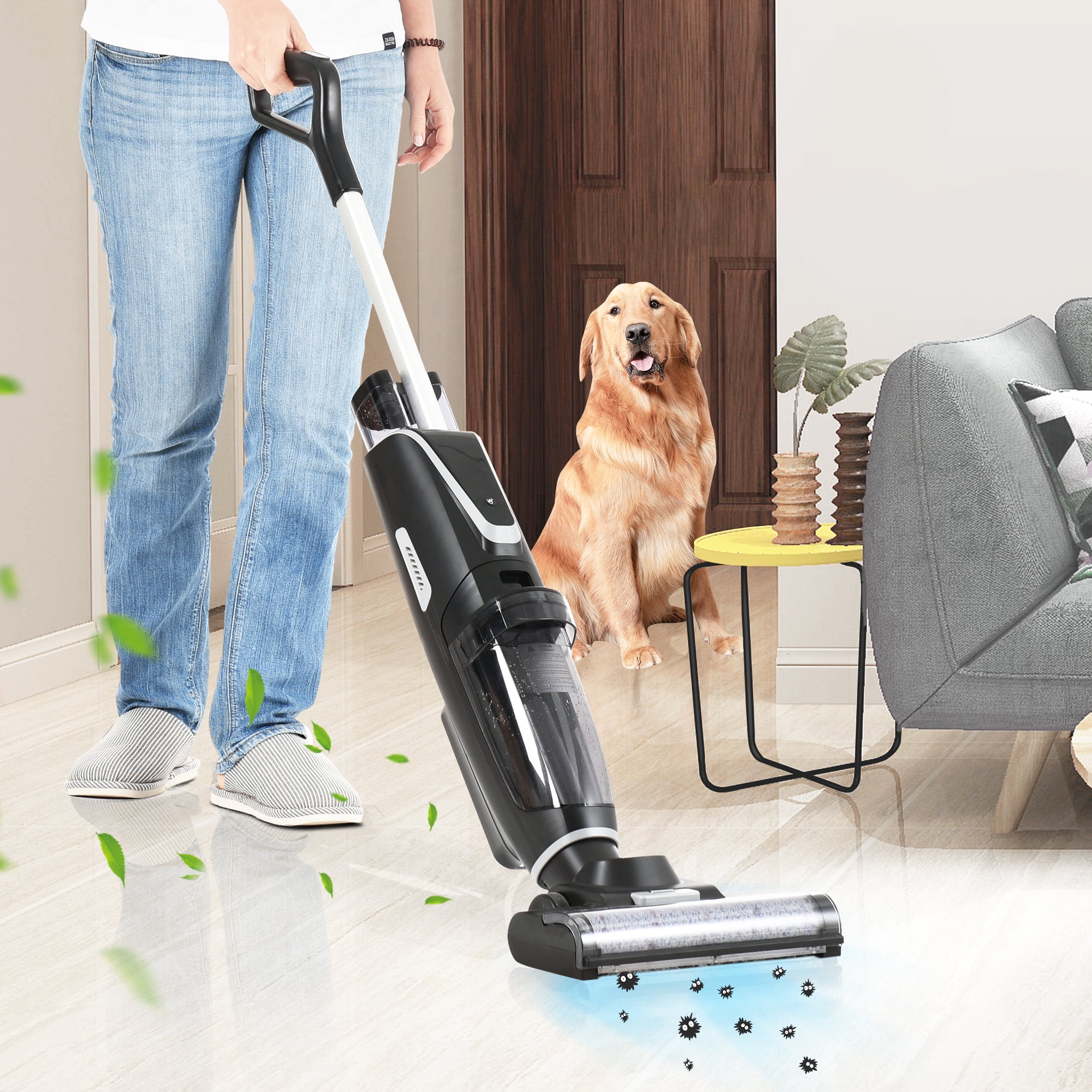 SESSLIFE Cordless Vacuum Cleaner, 3 in 1 Carpet and Floor Sweeper, Wet Dry Vacuum  Cleaner and Mop, Self-Cleaning and 40min Run Time, Black, TE2430 