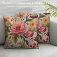 thumbnail image 3 of FUMJ  Peony Flower Throw Pillow Case Cushion Cover Vintage Hand Drawn Floral Colorful Leaves Lumbar Rectangle Oblong Pillowcases Decorative  for Sofa Bed Couch, 3 of 5