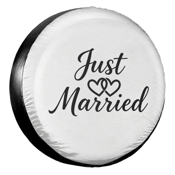 KAKALAD Just Married 01 Spare Tire Cover Universal Vehicle Accessories Buckle Car Tools 14”in