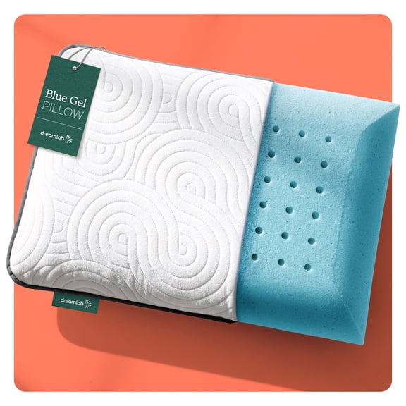 Dreamlab Almohada Blue Gel Pillow | Almohada de Memory Foam con Gel y Funda de Bambú| Hipoalergénica, Soporte, Certificaciones | Firmeza: Firme Medio | Tamaño Estándar (64 cm x 40 cm x 10 cm)