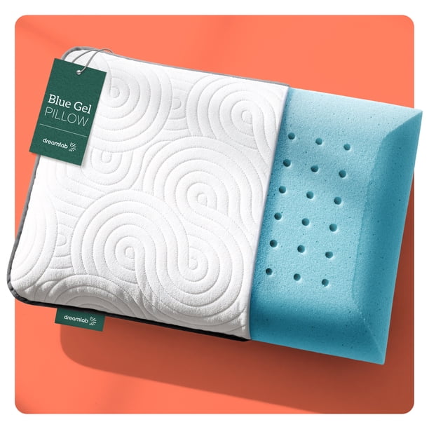 Dreamlab Almohada Blue Gel Pillow | Almohada de Memory Foam con Gel y Funda de Bambú| Hipoalergénica, Soporte, Certificaciones | Firmeza: Firme Medio | Tamaño Estándar (64 cm x 40 cm x 10 cm)