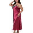 thumbnail image 4 of Agnes Orinda Women's Plus Size Satin Nightgown Silk Spaghetti straps V Neck Sleepwear Lingerie Slips Maxi Nightdress 2X Wine Red, 4 of 6