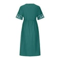 thumbnail image 5 of Aobny Flowy Womens Summer Dresses Modest Green T-Shirt 3/4 Sleeve Embroidered Midi V-Neck Sunmer Dresses for Women 2025, 5 of 5