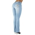 thumbnail image 6 of Fashion2Love Women's Juniors Colombian Design Butt Lift Mid Waist Boot Leg Jeans, 6 of 10