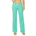 thumbnail image 2 of Women's Casual Linen Pants 32" Inseam Oceanside Drawstring Smocked Waist Lounge Beach Pants with Pockets, 2 of 10